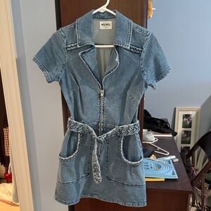 Blue Denim Zip-Up Dress
